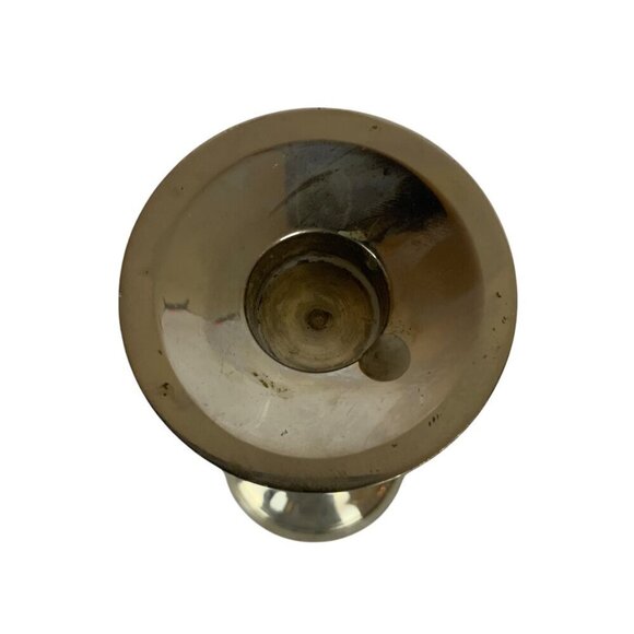 Vintage Chrome Cast Metal Taper Candleticks Holders Pair Silver Brown Home Decor - Picture 2 of 8